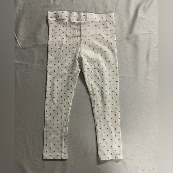 Kids - White and Gold Polka Dot Leggings - Picture 1 of 3